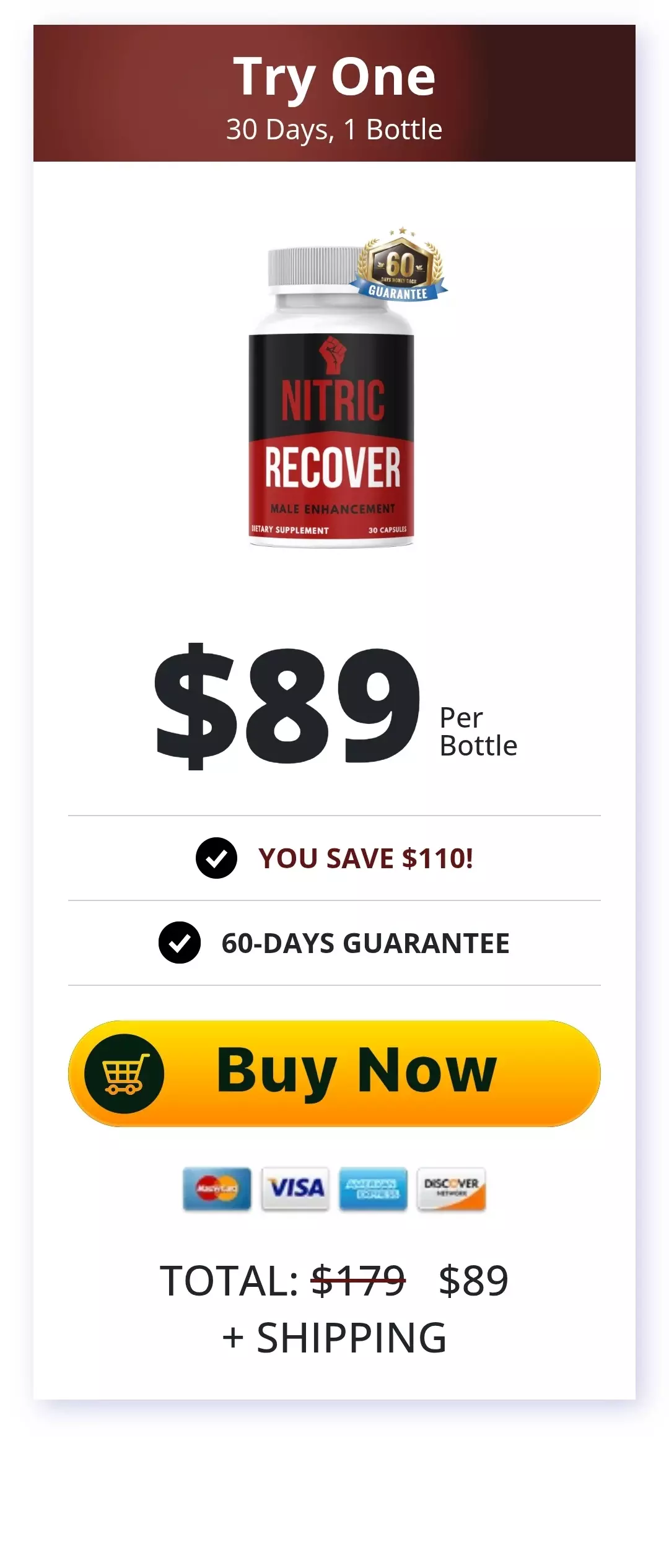 Nitric Recover™ 1 bottle pricing